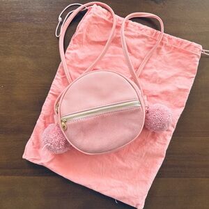 Pink Pom-Pom band.do Leather Crossbody Bag with Original Duster Bag